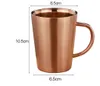 Stainless Steel Coffee Cups Double Layer Anti Scald Mugs With Handle Portable Mug Eco Friendly Drinking Cup Water Bottle GGA1924