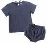 Ensemble deux pièces de vêtements pour filles et garçons, couleur unie, t-shirt à manches courtes + PP court, doux et confortable, pour enfants, nouvelle collection été