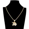 Мода - хип-хоп ожерелье Новый Золотой Unicorn Кувельные ожерелья Ледяные позолоченные кулон Ожерелье Хипхоп Ювелирные изделия