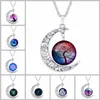 84 Design Cabochons Glass Moon Halsband för kvinnor Män Tree of Life Zodiac Sign Flower Wolf Nebula Space Galaxy Hängsmycke Kedjor Smycken