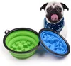 Çanak Slow Food Bowl Su Bulaşık Besleyici Silikon Katlanabilir Jikle Çanaklar İçin Açık Travel Besleme Katlanır Pet Köpek Kedi 9 Renkler SN259