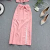 New Women Beach 2 قطعة مجموعات Spaghetti Summer Strap Ctop Tops Slim Skirt Dot بدلات مطبوعة