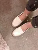 Skor lyxdesigner Espadrilles Summer Spring Platform Letter Buckle Loafer Girls äkta läder sjuk sula 34-42