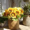 Artificial Sunflower Bouquet Wedding Bouquet Faux Floral Greenery Silk Flower Home Decor Photo Props AT003