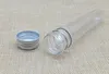 100 stks / partij 40 ml transparante masker badzout test PET buis 40cc duidelijke plastic fles cosmetische buis met aluminium dop