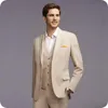 2024 베이지 사람 남자 정장 웨딩 웨딩 맨 슬림 핏 공식적인 비즈니스 의상 결혼 신랑을 착용 쟁기 커스텀 턱시도 블레이저 남성 재킷