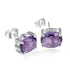 6 paires Luckyshine Mystical Purple Amethyst oval Gems 925 Boucles d'oreilles plaquées argentées bijoux Unisex Stud Oreads3315