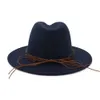 Fashion- Wide Brim Hats Wool Felt Fedora Men Woman Panama Hats Leisure Jazz Formal Hat Chapeau Trilby Leather Decorated