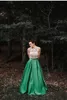 New Green Prom Dresses Long Halter Backless A Line Sweep Train Major Beading Formal Evening Party Gowns for Sweet 16 Quinceanera Dress