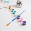 Barn Utbildning Toy Finger Draw Målning Verktyg Barnfärg Box med 8 Färger Pigment Art DIY Ge borsten 50 st Partihandel