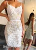 Nieuwe Sexy Spaghetti-riemen Korte Homecoming Jurken 2020 Illusie Kant Applicaties Schede Kort Party Graduation Prom Dresses Vestidos