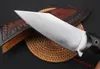 Högkvalitativ överlevnad Straight Jaktkniv D2 Satinblad Full Tang Ebony Handtag Fasta knivknivar med lädermantel