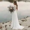 Lindos vestidos de casamento de manga comprida sem costas rendas verão country boho boêmio bola noiva casamento robe de mari￩e vestido de noiva plus size
