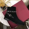 Luxury New Womens Ankle Rivet Snow Autumn Winter Real Cow Leather Low Heel Cowboy Fashion Casual Rubber Non-slip Outsole Boot SZ35-40