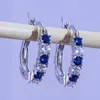 Fashion Womens 925 Sterling Silver Circle Hoop Earring Luxury Sapphire Emerald Gemstone Örhängen Smycken Gifts E11024