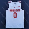 2020 New Ohio State Buckeyes College Basketball Jersey NCAA 0 Рассел Белый красный Все сшитые и вышивальные мужчины