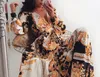 Femmes Boho Wrap été Lond robe vacances Maxi robe d'été ample imprimé fleuri col en v à manches longues robes élégantes Cocktail