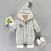 Winter Herbst Neugeborenen Baby Mädchen Jungen Kleidung Warme Kapuzen Overall Jacke Baby tragen Kleidung Sets Baumwolle Overalls Strampler T191024