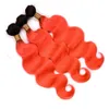 Reines malaysisches Menschenhaar, Ombre-Orange-Webart, 3 Stück, #1B/Orange, Ombre-Körperwellen-Menschenhaar-Bündel, körpergewelltes Haar, Tressen-Erweiterungen