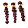 Vmea 99j Virgin Burgundy Red Bundles VMAE Eurasian Loose Wave 3 Pcs Lot Extensions de tissage de cheveux humains foncés