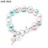 INS 12 stili braccialetto gioielli per bambini Perline colorate cuore d'amore Bracciale ciondoli arcobaleno Bracciale principessa design carino per regalo gioielli ragazza