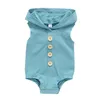 Kids Designer Clothes Baby Hooded Rompers Summer Sleeveless Button Triangle Jumpsuits Boys Girl Solid Bodysuit Outdoor Casual Onesies AYP581