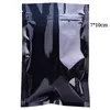 7x10 cm Parlak Siyah Alüminyum Folyo Zip Kilit Paketleme Çantası Gıda Sınıfı Açılıburken Mylar Fermuar Ambalaj Kılıfı Snack için Self Sızdırmazlık Saklama Paketi Çanta
