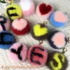 15 cm Real Fox Fur Ball Heart Shaped Pompom Bag Charm Keychain Pendant Keyring Tassels273y