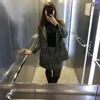 Kvinnors kostymer Plaid Office Lady Jacket kjol Två uppsättningar Elegant formell varm kappa med kostym vinterhöst