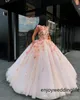 2020 Nouvelle Mode Fleurs Florales Robe De Bal Quinceanera Robes Douce 16 Robe Robes De Bal En Dentelle Appliques Puffy Princesse Pageant Robes De Fête