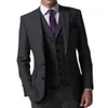 Fashion Side Slit Two Buttons Black Groom Tuxedos Notch Lapel Men Wedding Party Groomsmen 3 pieces Suits (Jacket+Pants+Vest+Tie) K69