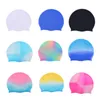 Arc-en-ciel coloré étanche Silicone oreille longue Protection des cheveux piscine bonnet de bain maillots de bain chapeaux pour adultes JXW603