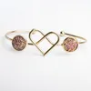 Wholesale-New Fashion Druzy Drusy Bracelet Gold Plated Knotted Love Heart Open Adjustable Bangle Bracelets For Women Lady Jewelry