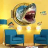 DIY 3D Deniz Altında Köpekbalığı Dünya Art Sticker Yatak Odası Ev Dekor Duvar Sticker Su Geçirmez Duvar Kağıdı