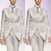 Argent brillant mère de la mariée costumes femmes affaires Blazer avec pantalon dames soirée tenue de soirée pour mariage (veste + gilet + pantalon)