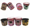 6 Design Leopardmönster Återanvändbar Neopren Ice Cream Holder Sleeve Glass Mysig Cover Cup Holder Isolator Cup Sleeve med skedhållare