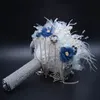 HS BRIDAL – Bouquet de mariage en plumes roses ivoire, fleur artificielle pour femmes, avec perle, cadeau de mariée, pour décoration de mariage, 2019