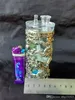 Accessori per bong in vetro per narghilè con acqua acrilica drago d'oro ﾠ, pipe per fumatori in vetro colorato mini multi-colori Hand Pipes Best Spoon glas