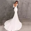 Hot Sale Mermaid Bröllopsklänningar Långärmad Elegant Boho Satin Bride Dress Bröllopsklänningar 2020 Vestido de Noiva