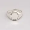Echter 925 Sterling Silber Kreis Siegelring mit CZ kompatibel für Frauen, Verlobung, Hochzeit, Geschenk, Europa-Schmuck J190715