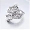 Vecalon Princess 925 Sterling Silver Cross Ring 5A Zirkoon CZ Engagement Wedding Band Ringen voor Vrouwen Bruids Vinger Sieraden