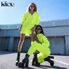 Kliou 2019 Neue Frauen Volle Hülse Zipper Fly Rollkragen Lose Sweatshirts Lange Länge Workout Straße Hoodies Casual Pullover C19041102