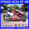 Corpo per HONDA RVF400R VFR400RR RVF400RR VFR400R 1987 1988 267HM.39 VFR400 R grigio rosso caldo NC24 V4 RVF VFR 400 R VFR 400R 87 88 Kit carenatura