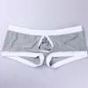 Pantaloncini boxer da uomo a vita bassa per uomo Slip in seta di ghiaccio Design sexy a U convesso Scava fuori Comodi pantaloncini da boxer da uomo Mutandine intimo