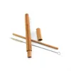 Bamboo Drinking Straw Set Reusable Straw + Sisal Hemp Cleaning Brush + Tube Set Travelling Bamboo Straw Set