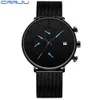 Fashion Date Mens Crrju Watches Top Brand Luxury Sport Sport Watch Men Slim Dial Quartz Watch Casual Relogio masculino