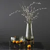 100% nouveau luxueux décor à la maison Art Vase Vases à fleurs ornements panier de fruits Transparent avec étagère en métal porte-plantes récipient en verre