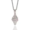 Iced Out Ice Cream Necklace Pendant White Gold Plated With Rope Chain Mens Hip Hop Jewelry Gift2301