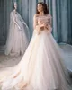 Une ligne Tulle manches longues robes de mariée hors épaule ss Boho Berta robes de mariée détachable cathédrale train 2022241g