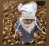 Inverno primavera bebê chapéu lenço conjunto com orelha outono crianças chapéus conjuntos bowknot algodão duplo tampa de camada com curva 5 cores